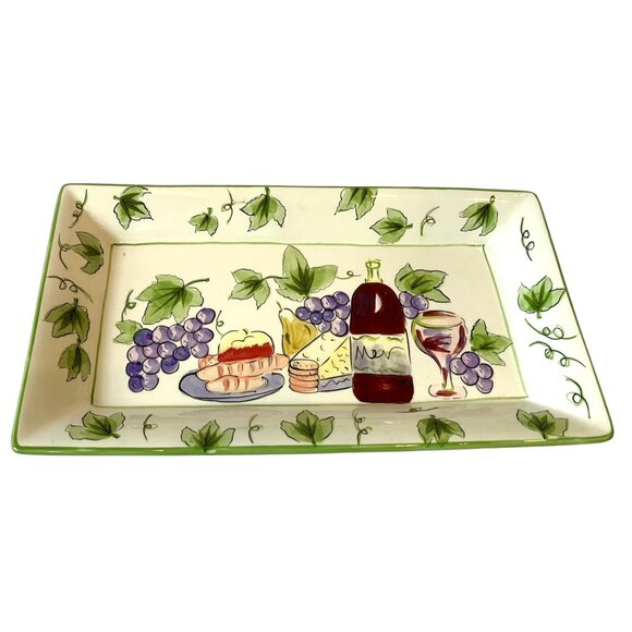 I. Godinger & Co. Rectangular Wine Grapes Cheese Serving Tray Platter Dish - Picture 6 of 15